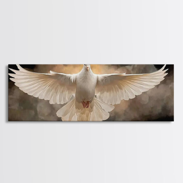 Radiant Dove Grace – Framed Canvas Print – Christian Wall Art – Panoramic Art – Christian Art Canvas – Christian Gift – Christmas Art