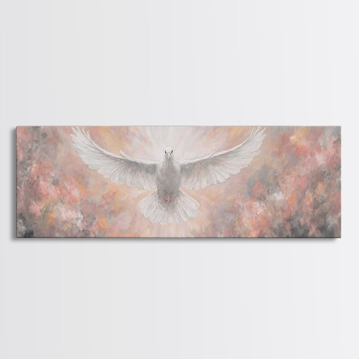 Heavenly Dove Rising | Framed Canvas Print | Christian Art Canvas | Panoramic Painting | Christian Christmas Art | Christian Wall Art