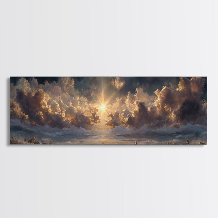 Radiant Bethel Star, Framed Canvas Print, Christian Art Print, Panoramic Print, Christmas Art, Christian Wall Art, Jesus Painting, Christia