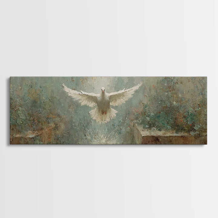Radiant Spirit Descent, Framed Canvas Print, Christian Wall Art, Panoramic Art, Christian Art Canvas, Christian Painting, Christian Christm