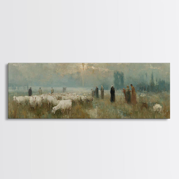 Sunset Promise Path - Framed Canvas Print - Christian Art Canvas - Panoramic Painting - Christian Wall Art - Jesus Painting - Christian Chr