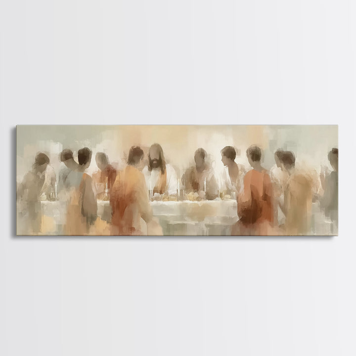 Evening Grace Table | Framed Canvas Print | Jesus Canvas Art | Christian Wall Art | Panoramic Wall Art | Christian Art Print