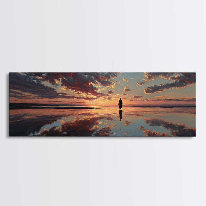 Silent Meadow Watch | Framed Canvas Print | Christian Wall Art | Panoramic Art | Christian Art Canvas | Christmas Art | Jesus Painting