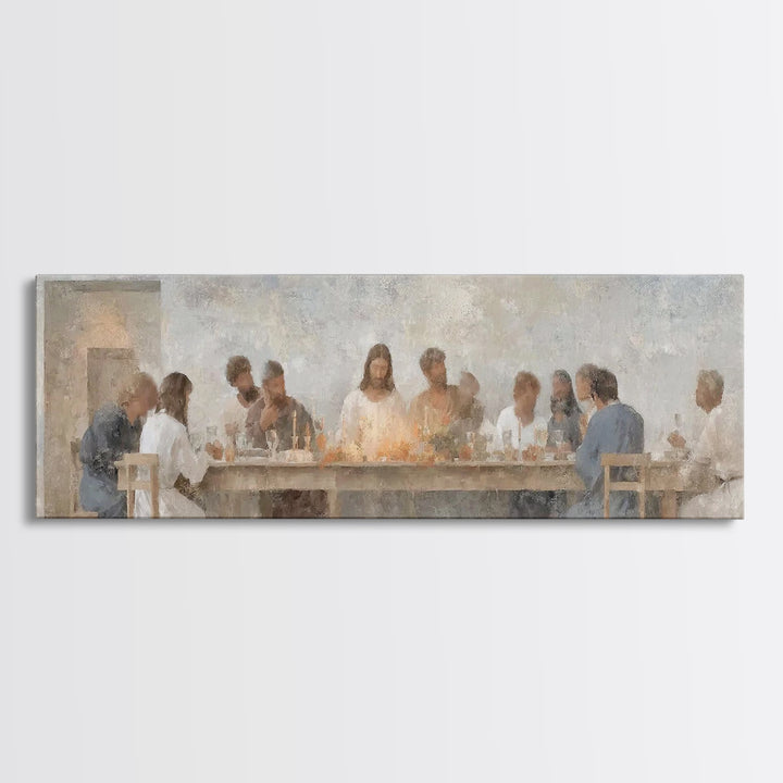 Sacred Table Harmony – Framed Canvas Print – Christian Wall Art – Panoramic Art – Christian Art Canvas – Jesus Painting