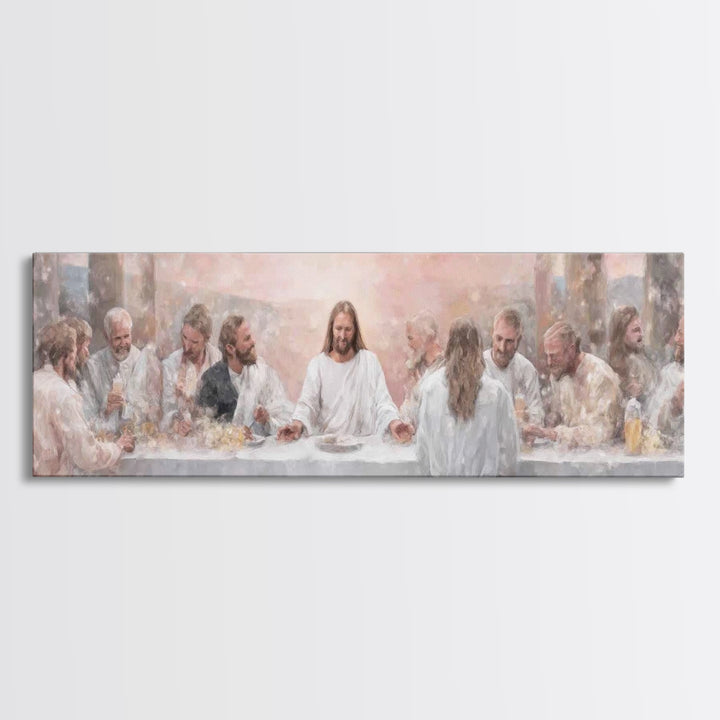 Grace At The Table – Framed Canvas Print – Panoramic Wall Art – Christian Art Canvas – Jesus Painting – Christian Decor