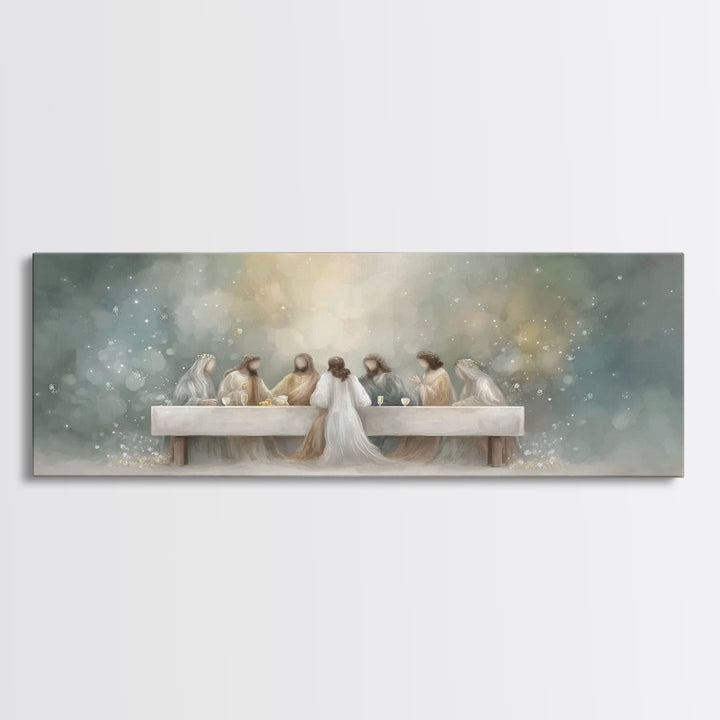 Heavenly Fellowship Light – Framed Canvas Print – Jesus Painting – Christian Art Canvas – Panoramic Art – Christian Wall Art