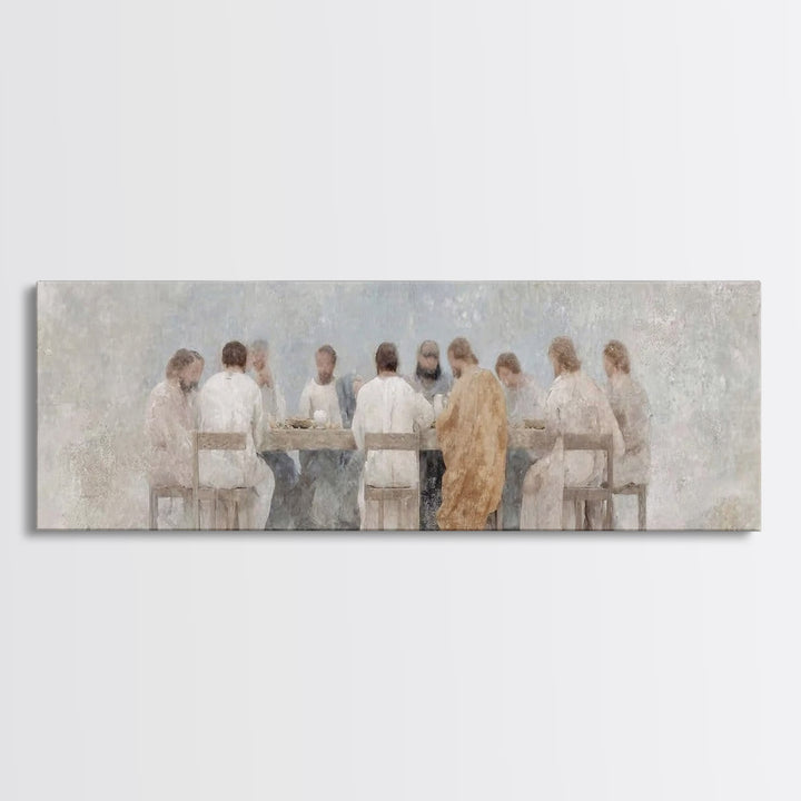 Angel Feast Serenity | Framed Canvas Print | Christian Art Canvas | Panoramic Print | Christian Wall Art | Jesus Painting