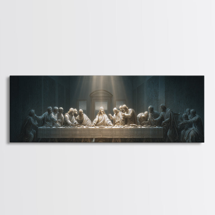 Quiet Covenant Moment, Framed Canvas Print, Panoramic Painting, Christian Art Canvas, Jesus Wall Art, Christian Art Print