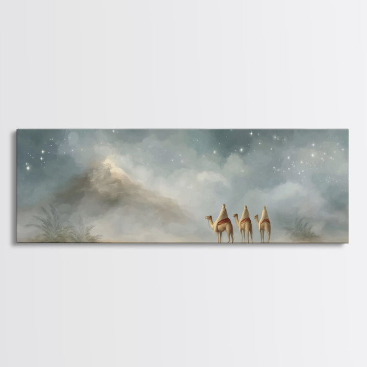 Journey Of Three | Framed Canvas Print | Christian Christmas Art | Panoramic Art | Christian Art Canvas | Christmas Wall Art | Christian Pa