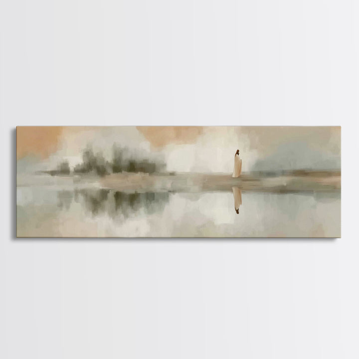 Evening Reflection Hope, Framed Canvas Print, Christian Art Canvas, Panoramic Wall Art, Jesus Painting, Christian Christmas Art, Christian