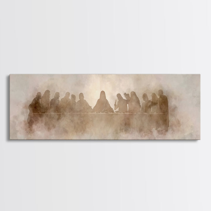 Heavenly Communion, Framed Canvas Print, Christian Art Canvas, Christian Wall Art, Panoramic Painting, Jesus Painting, Christmas Art