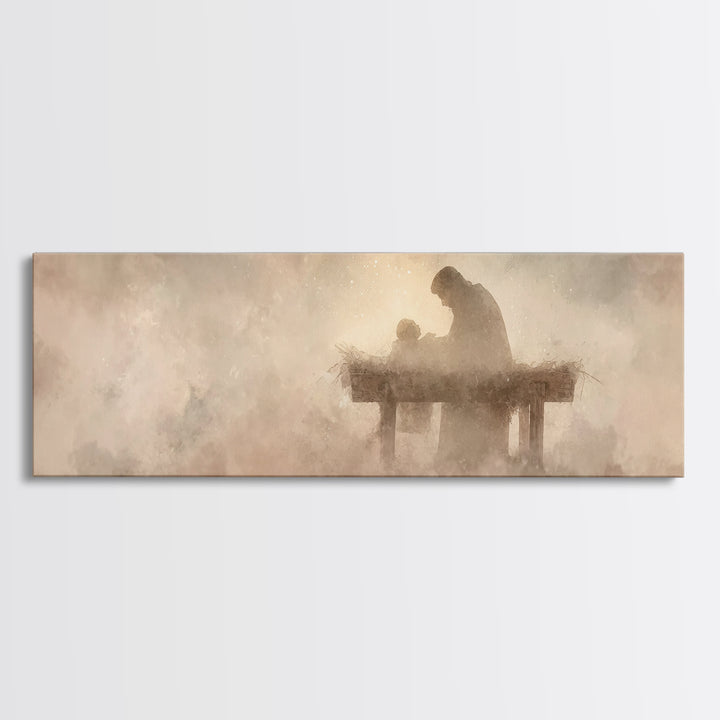 Divine Child Rest | Framed Canvas Print | Christian Wall Art | Panoramic Wall Art | Christian Art Canvas | Christmas Art | Jesus Painting