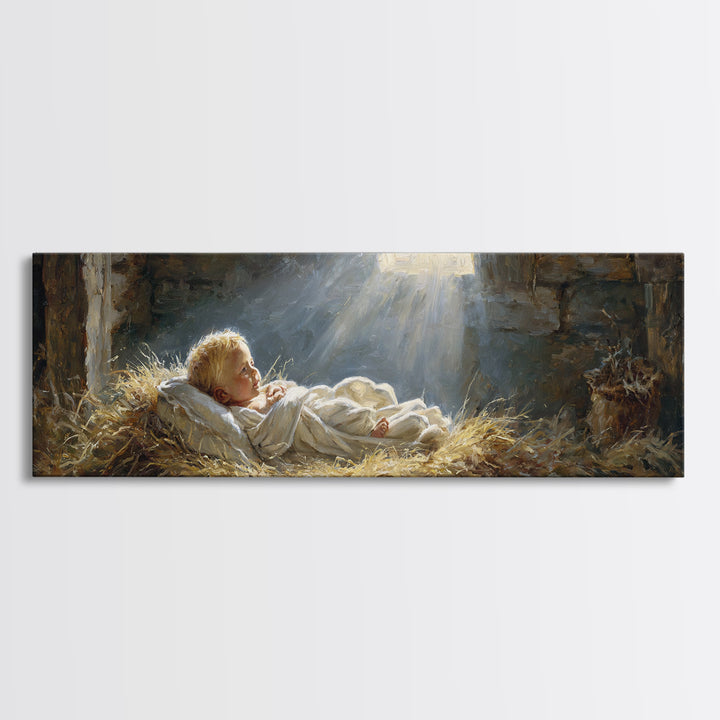 Light Of Bethlehem – Framed Canvas Print – Christian Wall Art – Panoramic Art – Christian Christmas Art – Jesus Painting – Christmas Canvas