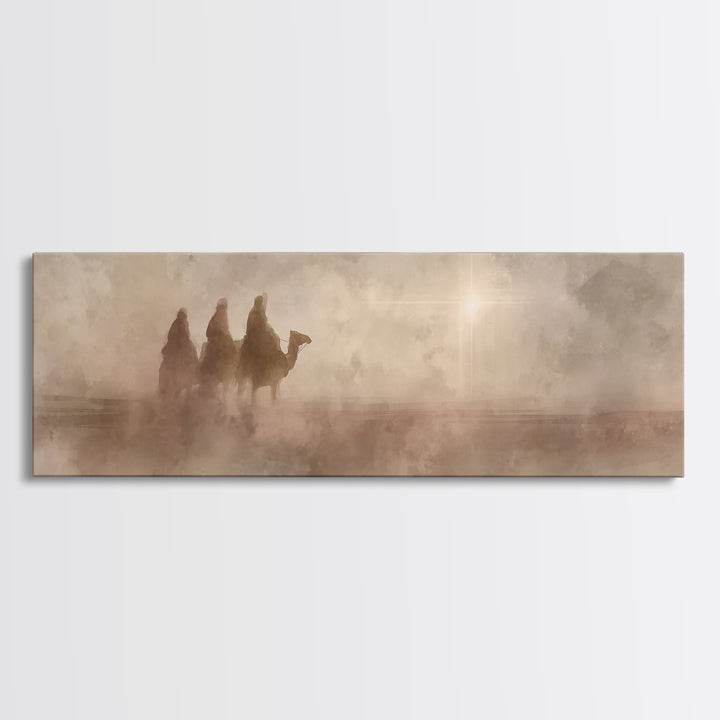 Journey Of Kings, Framed Canvas Print, Christian Art Canvas, Panoramic Wall Art, Christian Christmas Art, Jesus Painting, Christmas Decor