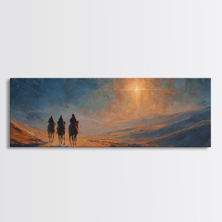Three Kings Ascent | Framed Canvas Print | Christian Wall Art | Panoramic Art | Christian Art Canvas | Jesus Christmas Art | Christmas Deco