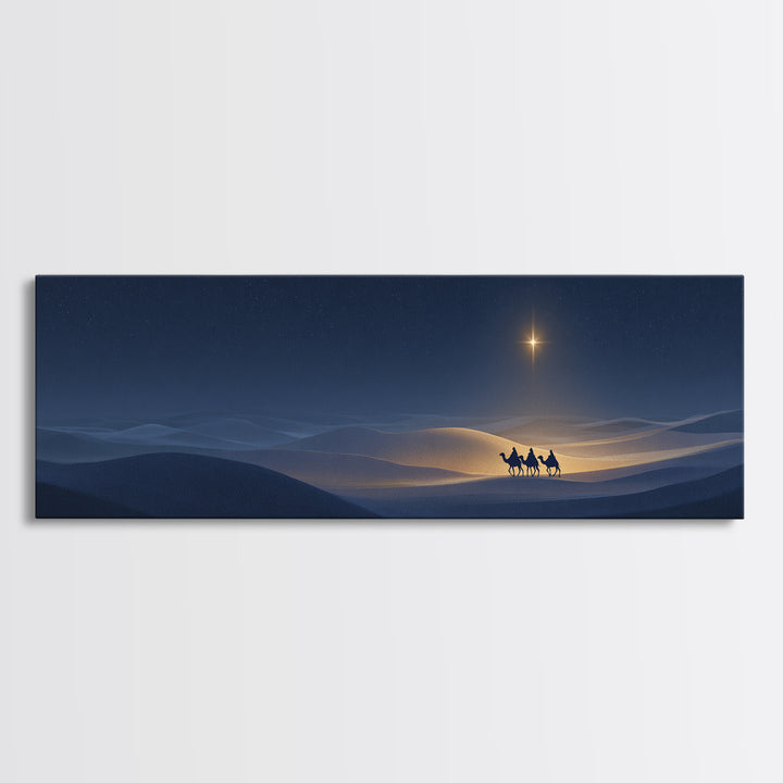 Night Journey | Framed Canvas Print | Christian Wall Art | Panoramic Painting | Christmas Art Prints | Christian Art Canvas | Christian Chr