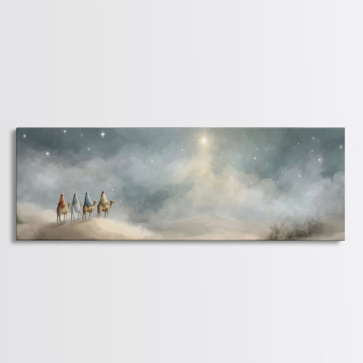 Journey of Light – Framed Canvas Print – Christian Art Canvas – Panoramic Painting – Christmas Wall Art – Christian Christmas Decor – Moder