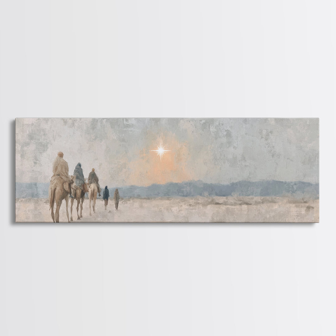 Celestial Promise, Framed Canvas Print, Christian Art Canvas, Panoramic Print, Christmas Art, Christian Decor for Home, Christian Christmas