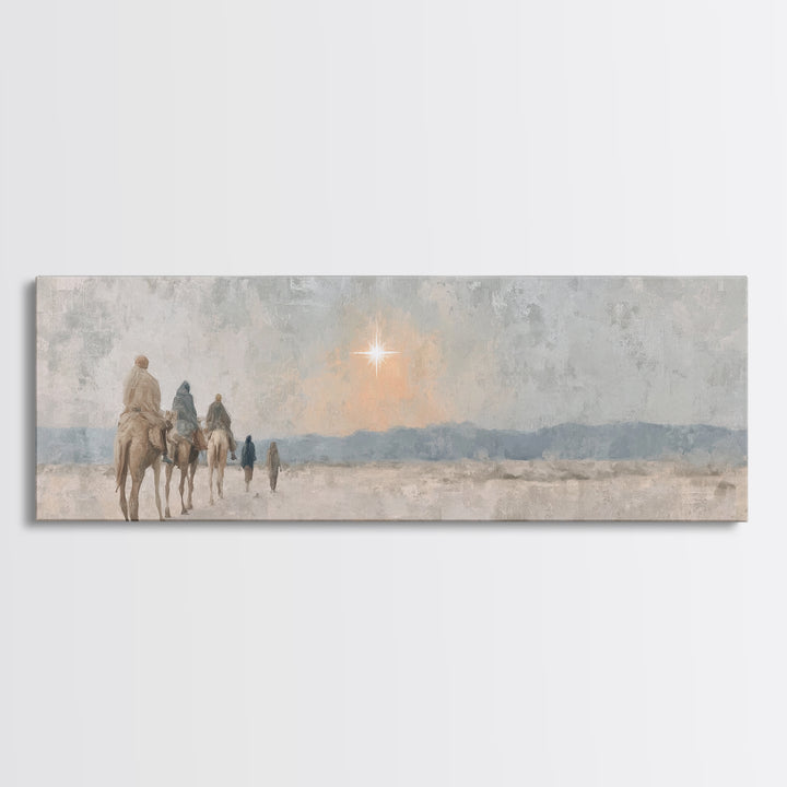 Celestial Promise, Framed Canvas Print, Christian Art Canvas, Panoramic Print, Christmas Art, Christian Decor for Home, Christian Christmas