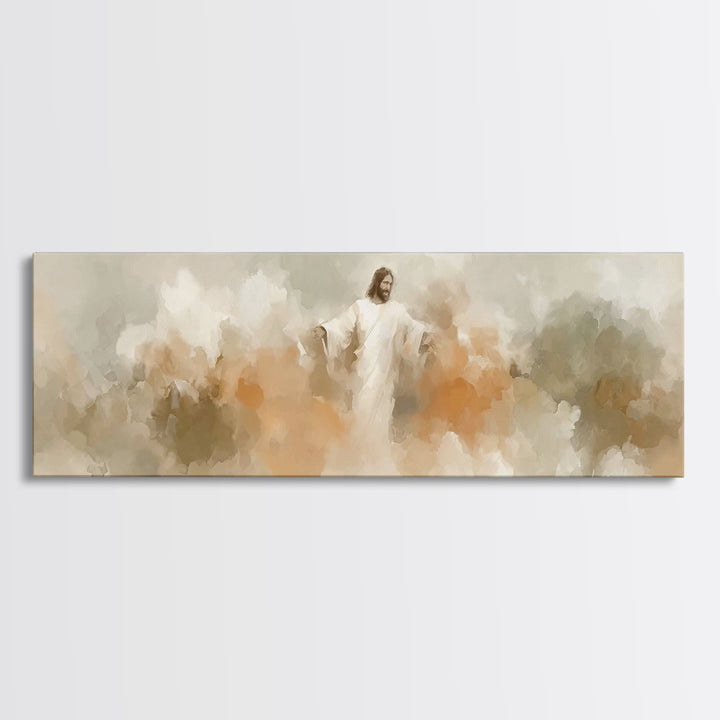 Heaven’s Embrace – Framed Canvas Print – Christian Wall Art – Panoramic Art – Christian Art Canvas – Jesus Painting – Christian Christmas A