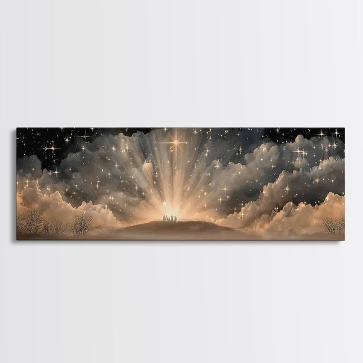 Star Of Promise, Framed Canvas Print, Christian Art Canvas, Panoramic Painting, Christmas Art, Christian Christmas Decor, Christian Wall Ar