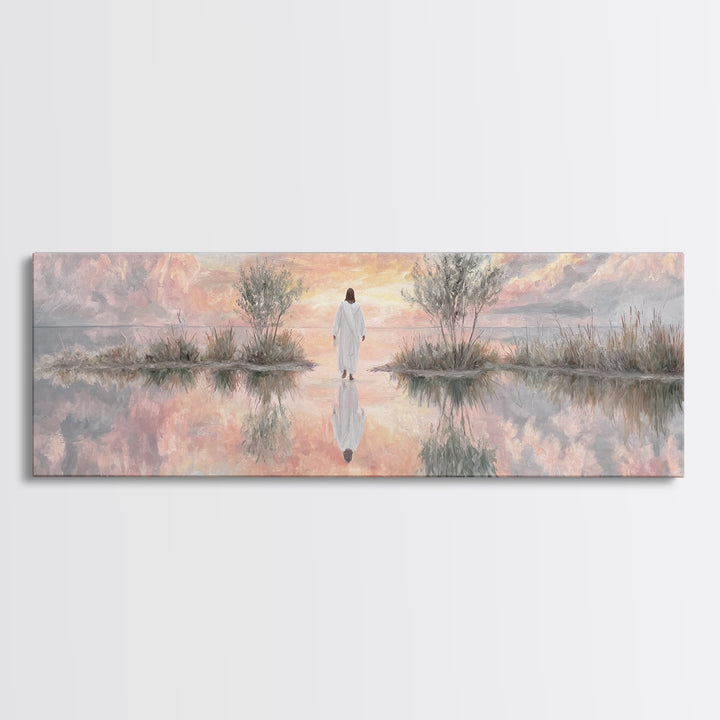 Heaven’s Quiet Path, Framed Canvas Print, Panoramic Wall Art, Christian Art Canvas, Jesus Painting, Unique Christian Art, Christian Wall Ar