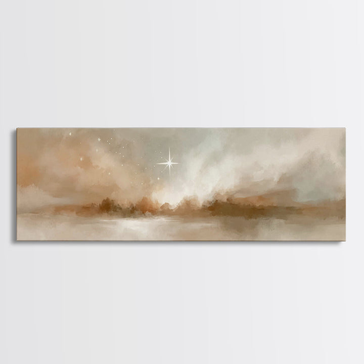 Guiding Dawn Star – Framed Canvas Print – Christian Wall Art – Christian Art Canvas – Panoramic Art – Christmas Art – Jesus Painting