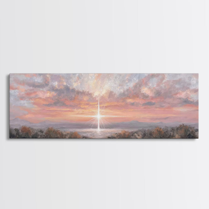 Radiant Bethlehem Sky | Framed Canvas Print | Christian Wall Art | Christian Art Canvas | Panoramic Painting | Christmas Art | Christian Gi