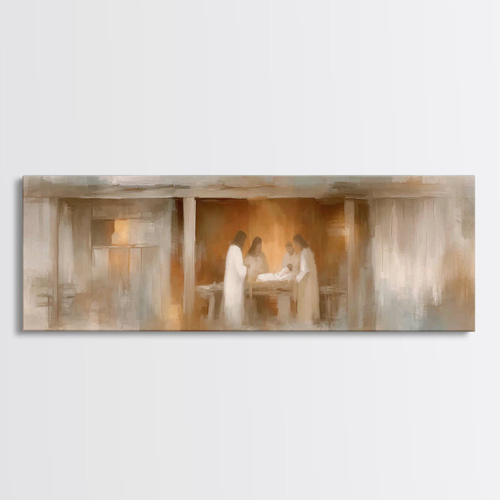 Stable Of Peace, Framed Canvas Print, Christian Wall Art, Christian Art Canvas, Panoramic Art, Christmas Art, Christian Christmas Decor