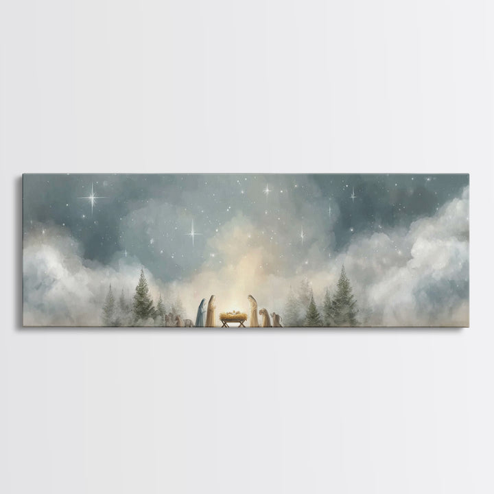 Star Of Winter Grace – Framed Canvas Print – Panoramic Art – Christian Wall Art – Christian Art Canvas – Christmas Art – Jesus Painting – C