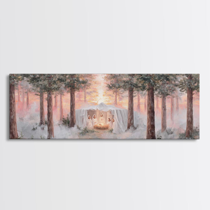 Forest Nativity Light, Framed Canvas Print, Panoramic Wall Art, Christian Wall Art, Christian Art Canvas, Christmas Art, Christian Christma