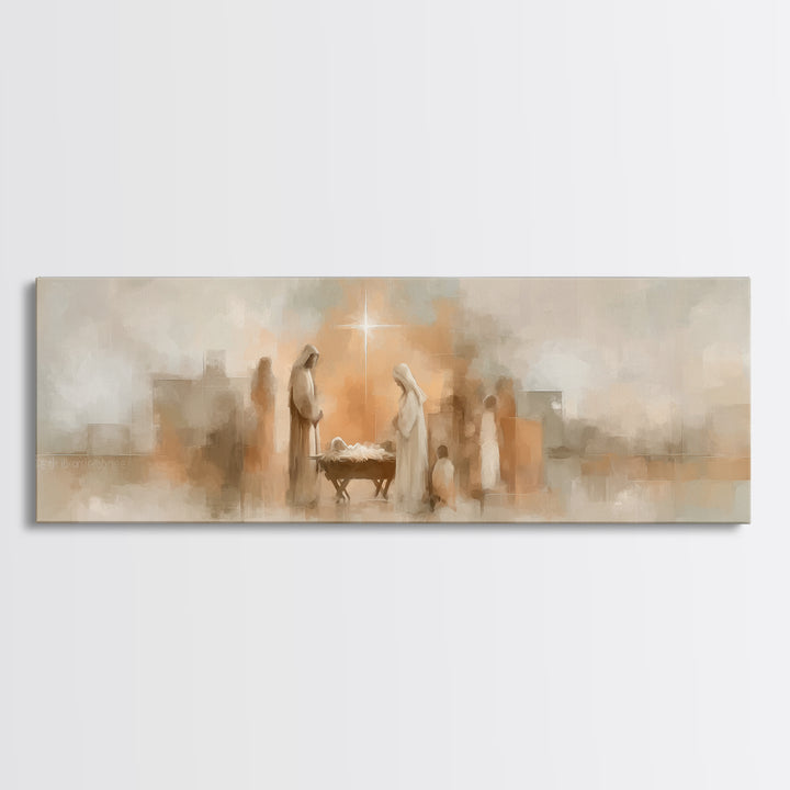 Star Of Bethlehem Hope, Framed Canvas Print, Panoramic Painting, Christian Wall Art, Christian Art Canvas, Christmas Art, Christian Decor,