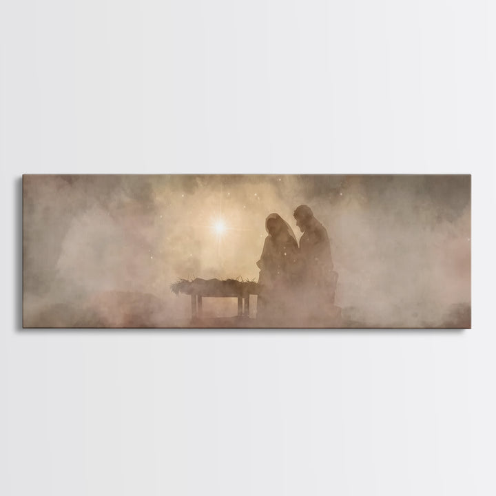 Holy Night Wonder | Framed Canvas Print | Panoramic Wall Art | Christian Wall Art | Christian Art Canvas | Christmas Art | Christian Christ
