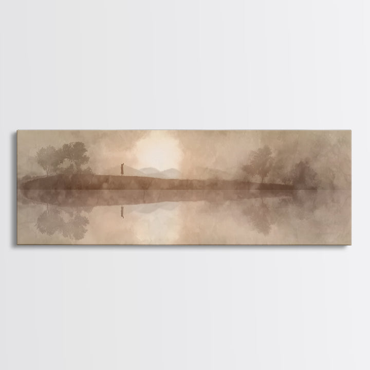 Sunset Ascension | Framed Canvas Print | Extra Wide Art | Christian Wall Art | Jesus Painting | Christian Art Canvas | Modern Christian Art