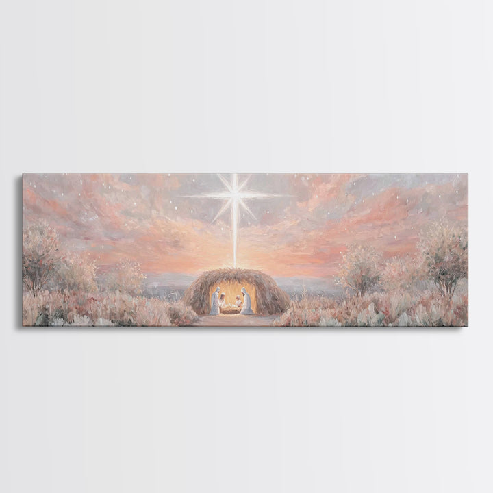 The Guiding Star – Framed Canvas Print – Christian Wall Art – Christian Christmas Art – Panoramic Art – Jesus Painting – Christian Decor