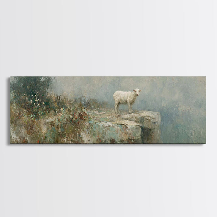 Lamb Of Mercy, Framed Canvas Print, Christian Art Canvas, Christian Wall Art, Panoramic Art, Christian Painting, Christian Decor