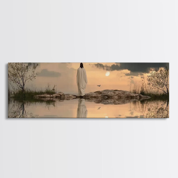 Blessed Morning Light, Framed Canvas Print, Panoramic Print, Christian Art Canvas, Jesus Painting, Subtle Christian Art, Christian Wall Art