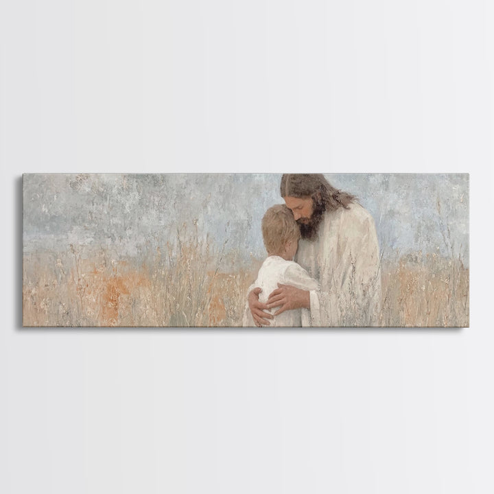 Sacred Reunion | Framed Canvas Print | Christian Wall Art | Jesus Painting | Panoramic Print | Christian Art Canvas | Christian Decor