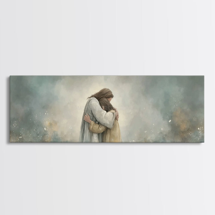 Guiding Mercy – Framed Canvas Print – Christian Wall Art – Jesus Painting – Panoramic Art – Christian Art Canvas – Christian Gift