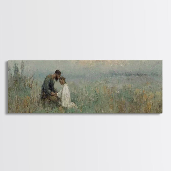 Evening Comfort, Framed Canvas Print, Christian Wall Art, Jesus Painting, Panoramic Frame, Christian Art Canvas, Christian Decor