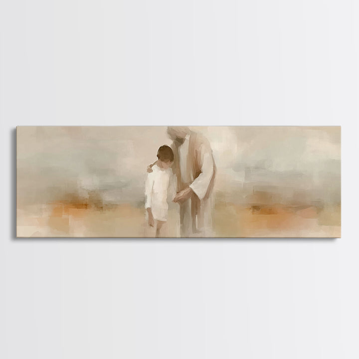 Quiet Devotion | Framed Canvas Print | Christian Art Canvas | Jesus Painting | Panoramic Wall Art | Christian Wall Art | Christian Gift