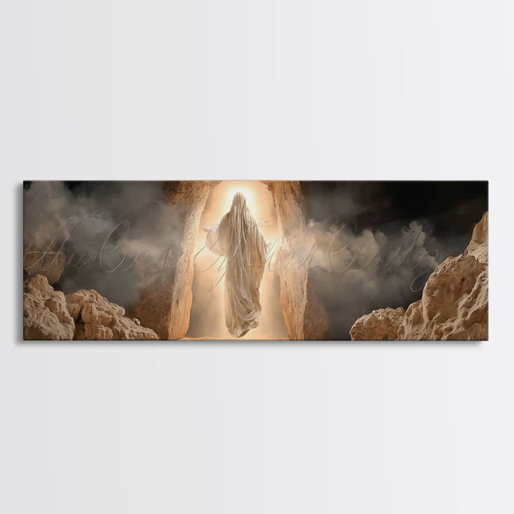 Sanctuary Gathering | Framed Canvas Print | Christian Wall Art | Christian Art Canvas | Panoramic Painting | Christian Art | Christian Gift