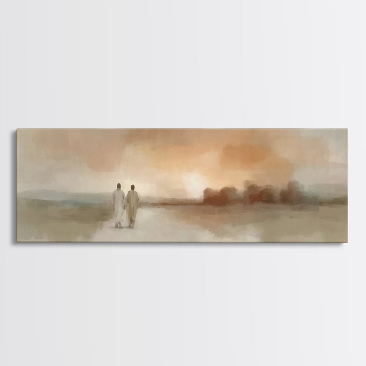 Emmaus Road Peace, Framed Canvas Print, Christian Wall Art, Christian Art Canvas, Jesus Painting, Extra Wide Art, Christian Gift Ideas