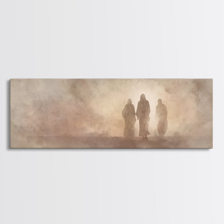 Sacred Walk Trio – Framed Canvas Print – Christian Wall Art – Christian Art Canvas – Panoramic Painting – Christian Christmas Art – Jesus P