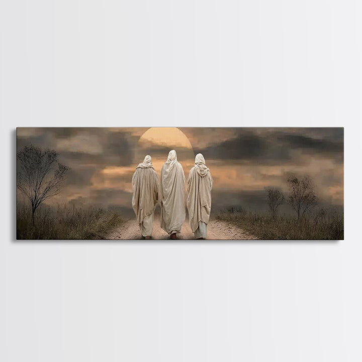 Savior’s Evening Path – Framed Canvas Print – Christian Wall Art – Christian Art Canvas – Panoramic Frame – Christian Christmas Art – Jesus