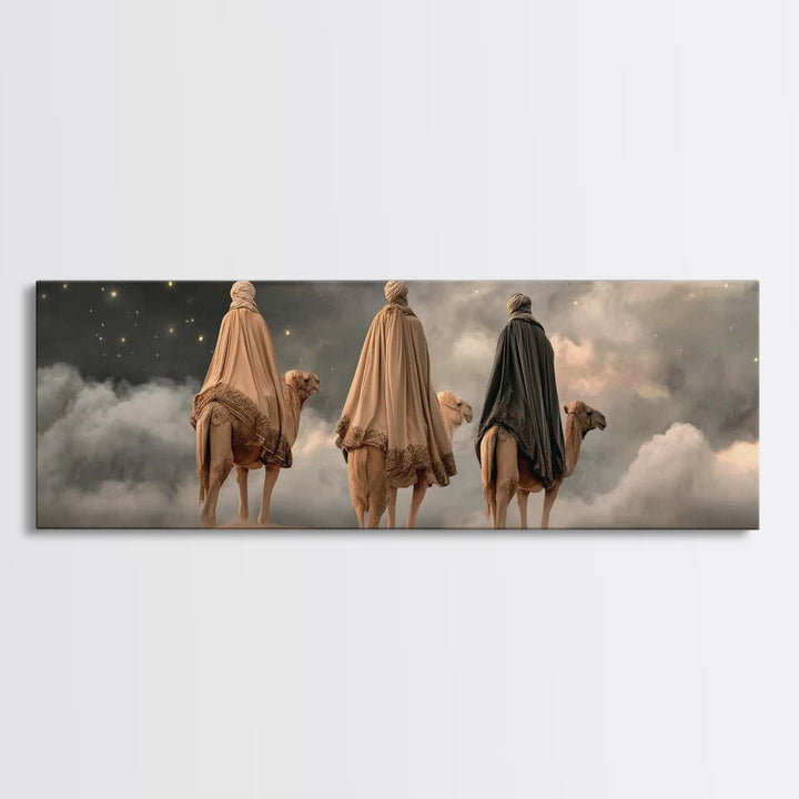 Wisemen Onward Grace – Framed Canvas Print – Panoramic Painting – Christian Wall Art – Christmas Art – Christian Art Print – Jesus Art