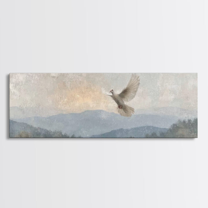 Spirit On The Mountain, Framed Canvas Print, Panoramic Wall Art, Christian Art Canvas, Christian Painting, Unique Christian Art, Christian