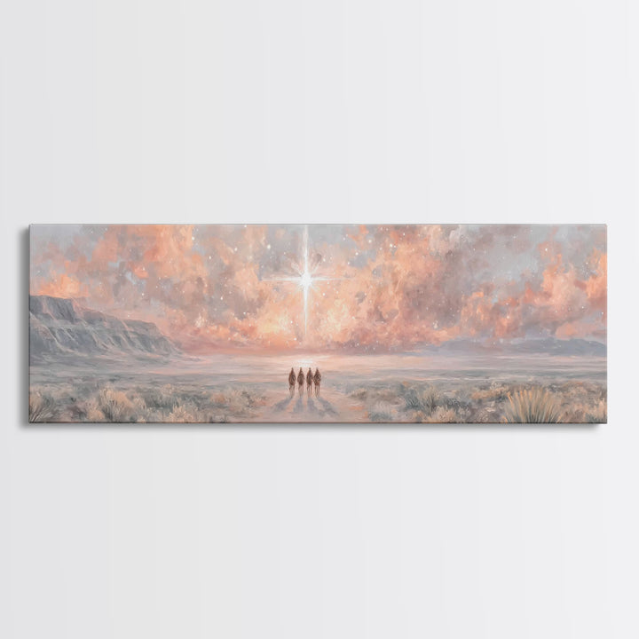 The Guiding Star – Framed Canvas Print – Panoramic Art – Christian Wall Art – Christian Art Canvas – Christmas Art – Jesus Painting