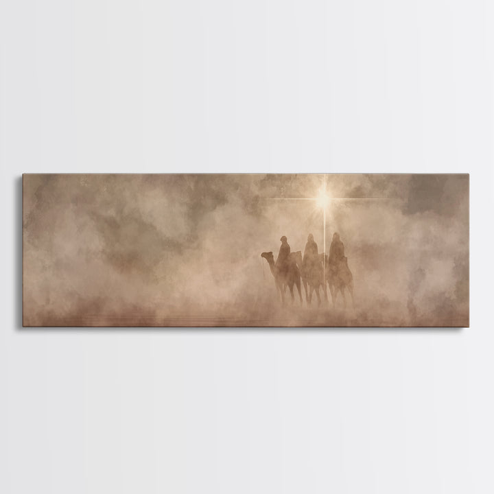 Desert Star Journey, Framed Canvas Print, Panoramic Wall Art, Christian Art Canvas, Christmas Art, Modern Christian Art, Jesus Painting