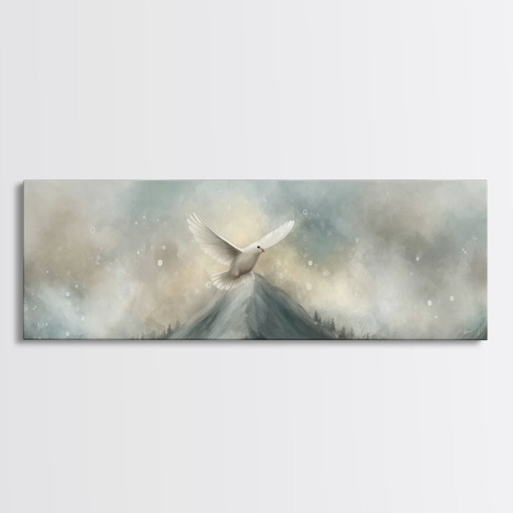 Wings Of Peace, Framed Canvas Print, Christian Wall Art, Christian Art Canvas, Panoramic Art, Christian Painting